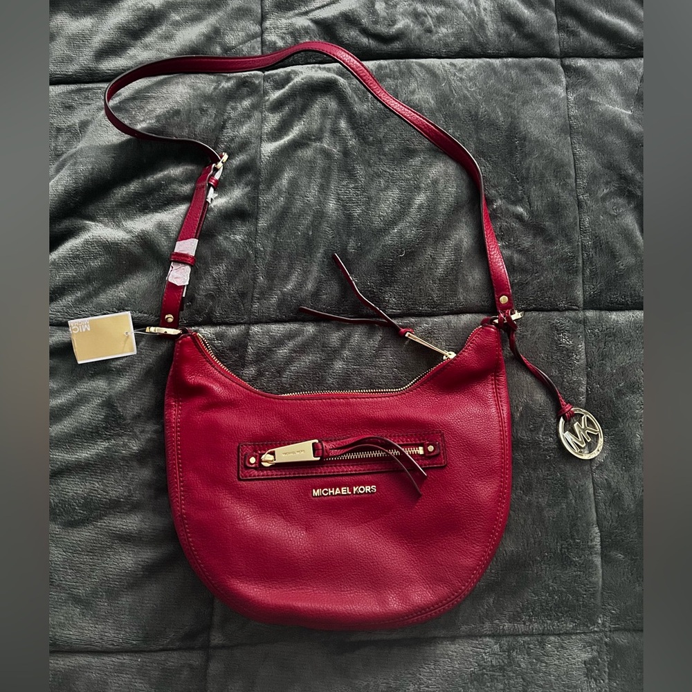 NWT Michael Koors Red Leather Shoulder Bag